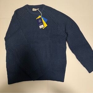 Fair Harbor Men's XL The Neptune Knit Sweater Navy Blue Cotton Blend Ribbed